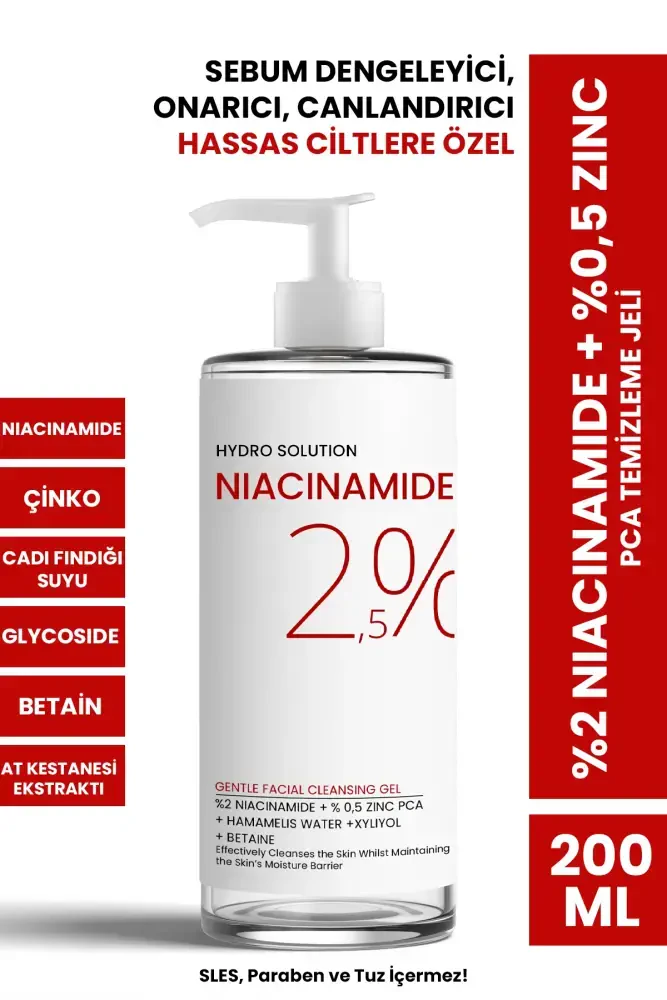 PROCSIN HYDRO SOLUTION %2 Niacinamide + %0,5 Zinc PCA Temizleme Jeli 200 ML