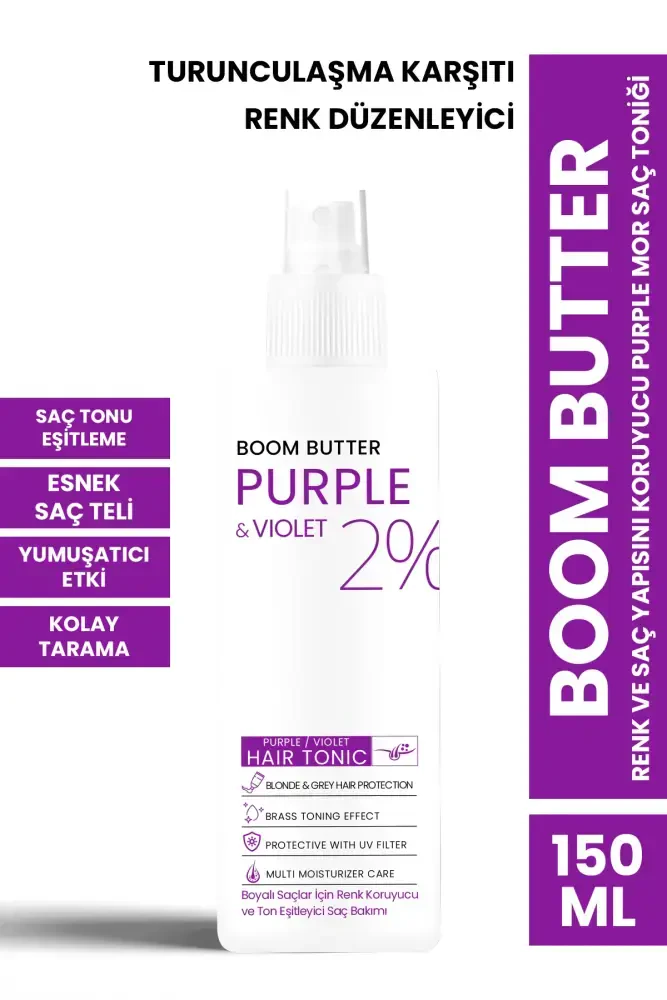 BOOM BUTTER Renk ve Saç Yapısını Koruyucu Purple Mor Saç Toniği 150ML