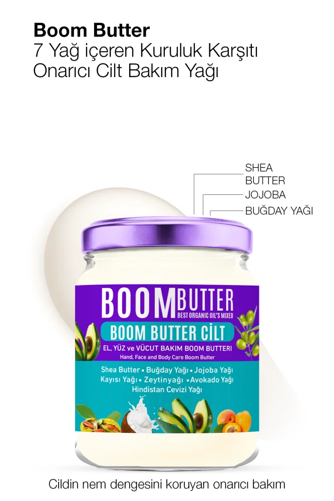 BOOM BUTTER 7 Yağ içeren Kuruluk Karşıtı Onarıcı Cilt Bakım Yağı 190 ML