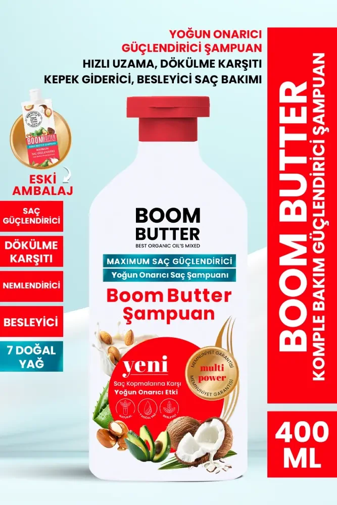 BOOM BUTTER 7 Yağ içeren Maksimum Güçlendirici Saç Şampuanı 400 ML