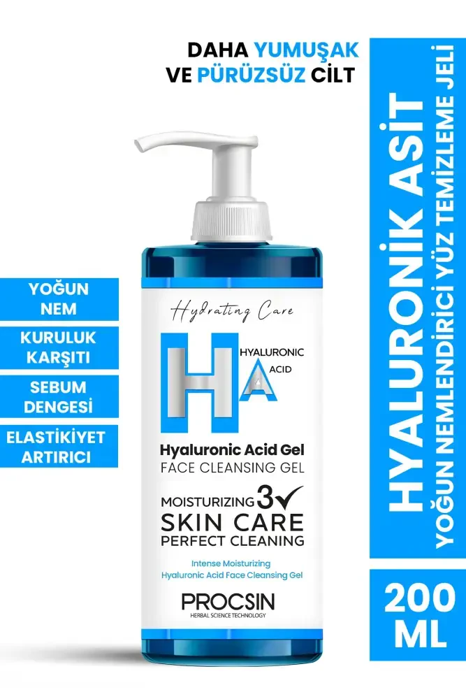 PROCSIN Hyaluronik Asit Yoğun Nemlendirici Yüz Temizleme Jeli 200 ML